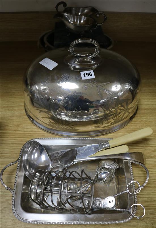 A quantity of lated wares to include a meat dish cover, etc